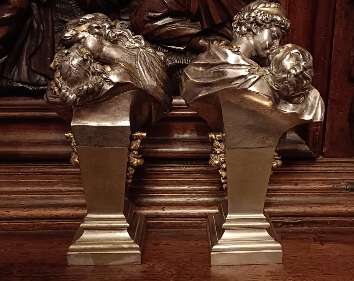 Sculptures bustes en bronze d'après Houdon XIXème-photo-3