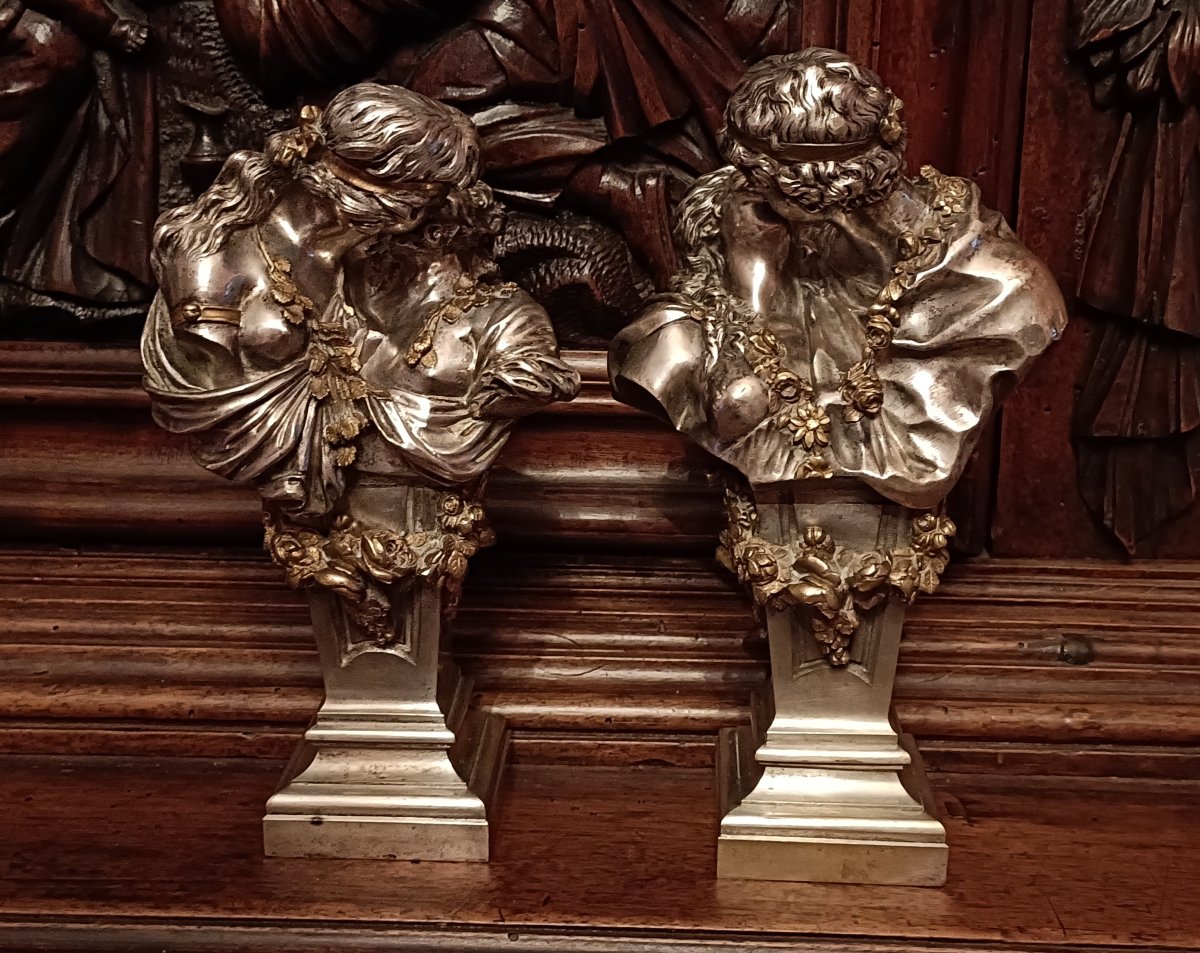 Sculptures bustes en bronze d'après Houdon XIXème