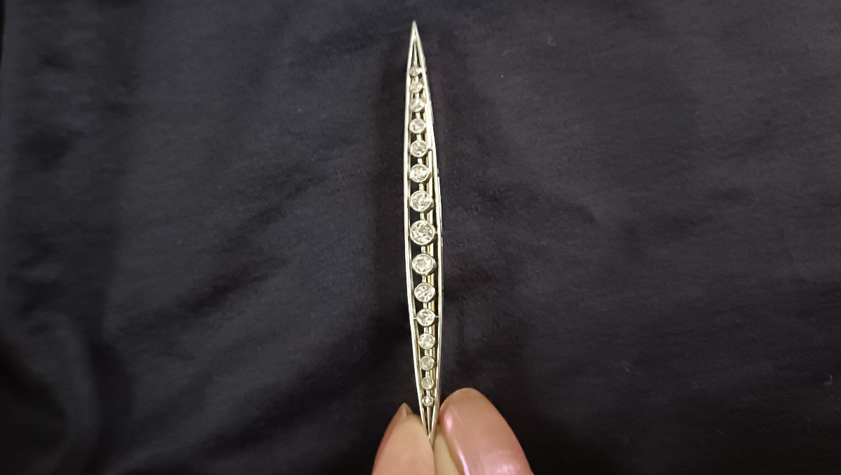 Early 20th-century Platinum, Gold, And Diamond Brooch-photo-3