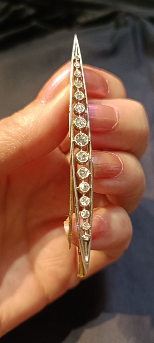 Early 20th-century Platinum, Gold, And Diamond Brooch-photo-4