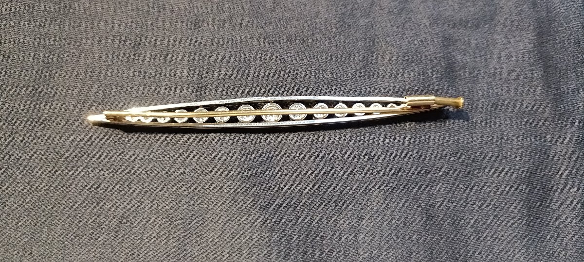 Early 20th-century Platinum, Gold, And Diamond Brooch-photo-2