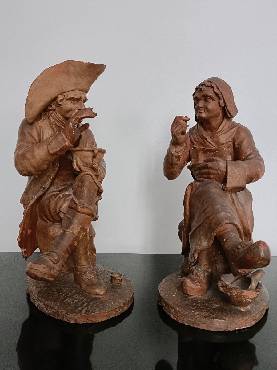 Terracotta Sculptures In Pair Very Early Nineteenth Time-photo-2