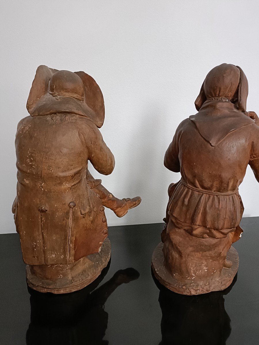 Terracotta Sculptures In Pair Very Early Nineteenth Time-photo-1