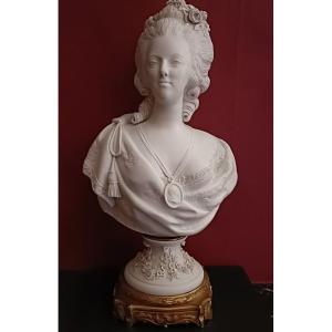 19th-century Biscuit Porcelain And Gilded Bronze Bust Of Marie Antoinette