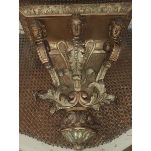 19th-century Gilded Wooden Wall-mounted Console Table