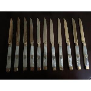 Vermeil And Mother Of Pearl Dessert Knives (11)