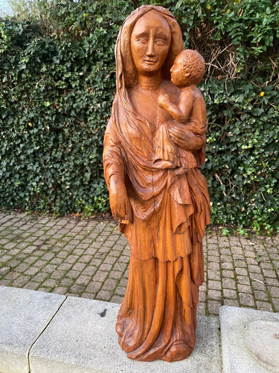 Vierge A L Enfant Noyer