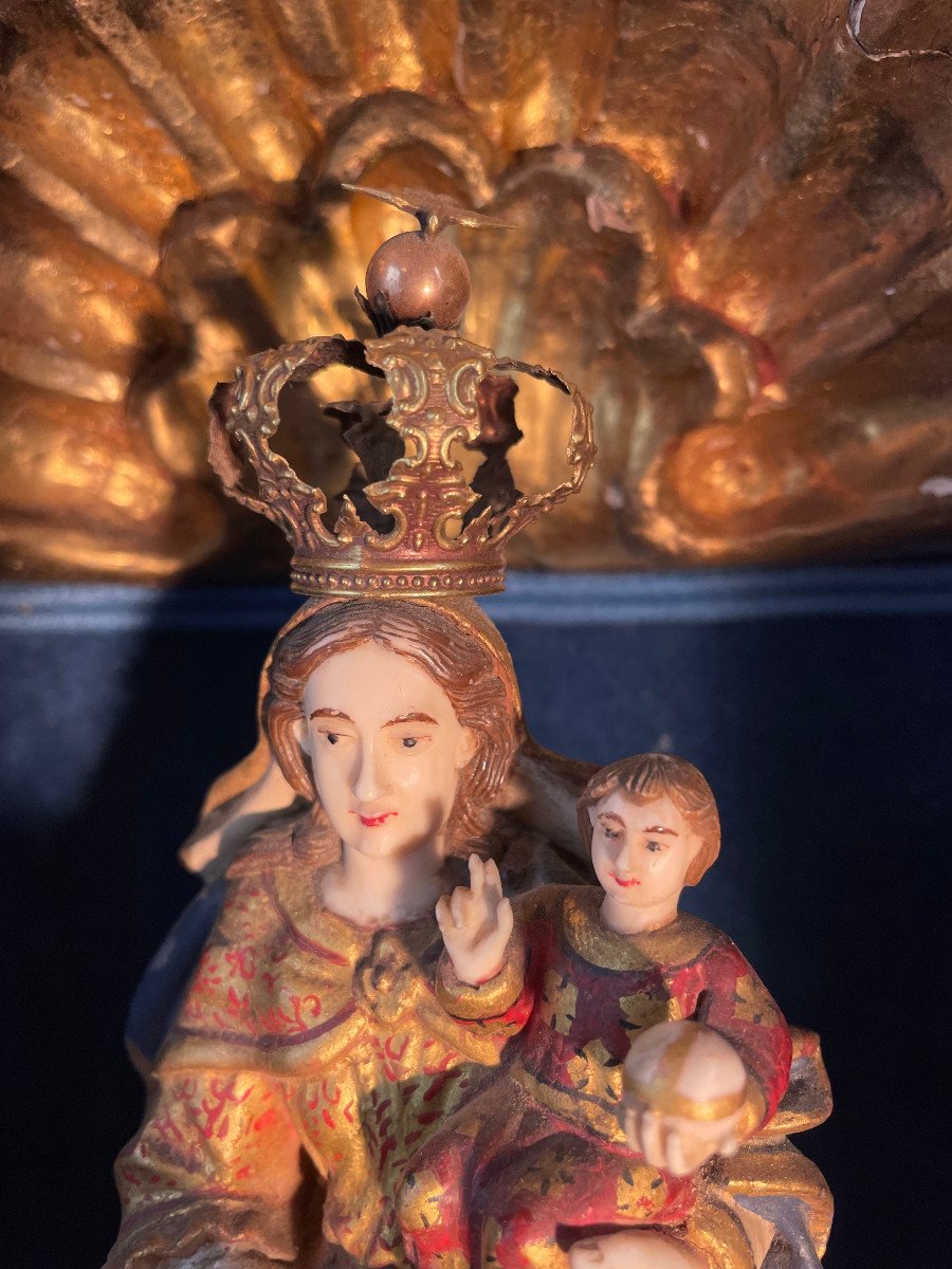 Vierge A L Enfant Chriselephantine Dans Son Oratoire-photo-2