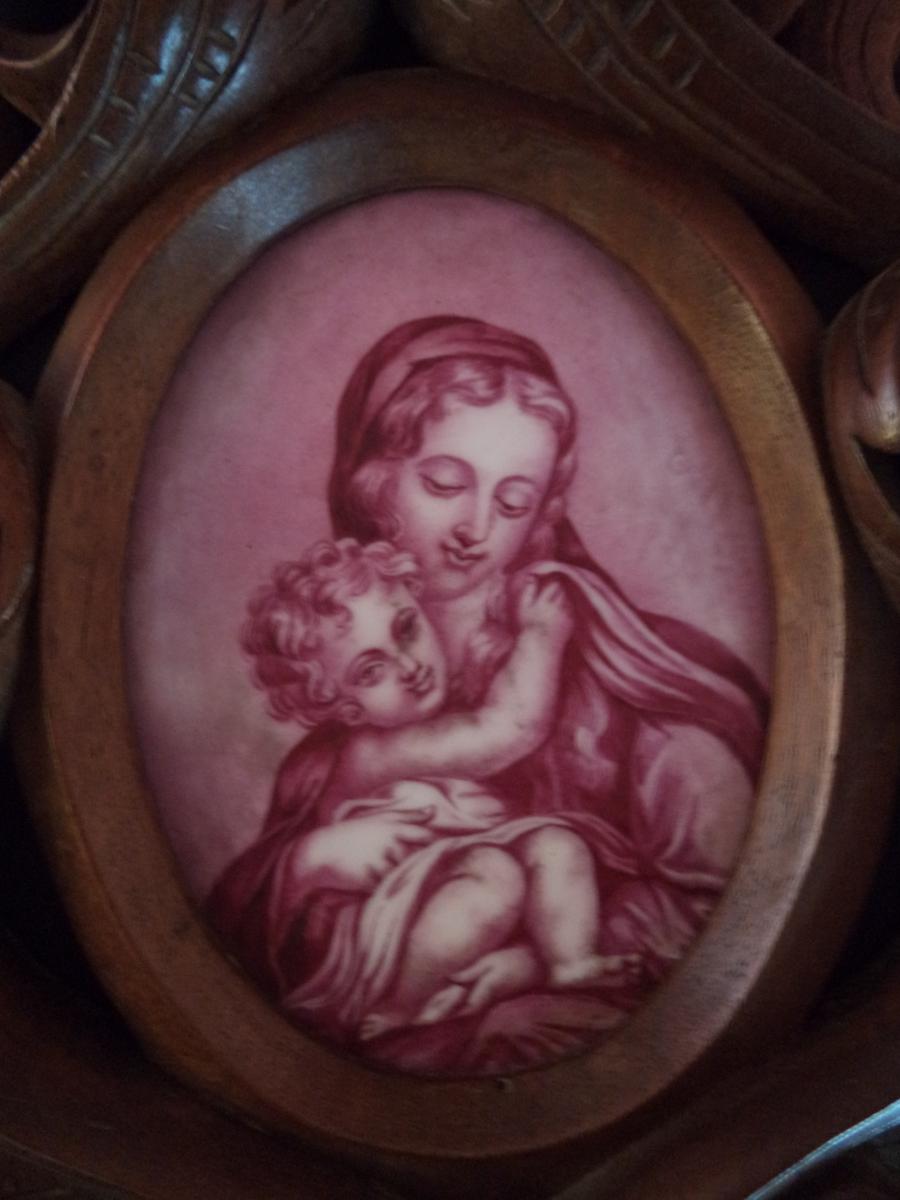 Portrait De La Vierge A L Enfant Peint Sur Porcelaine-photo-2