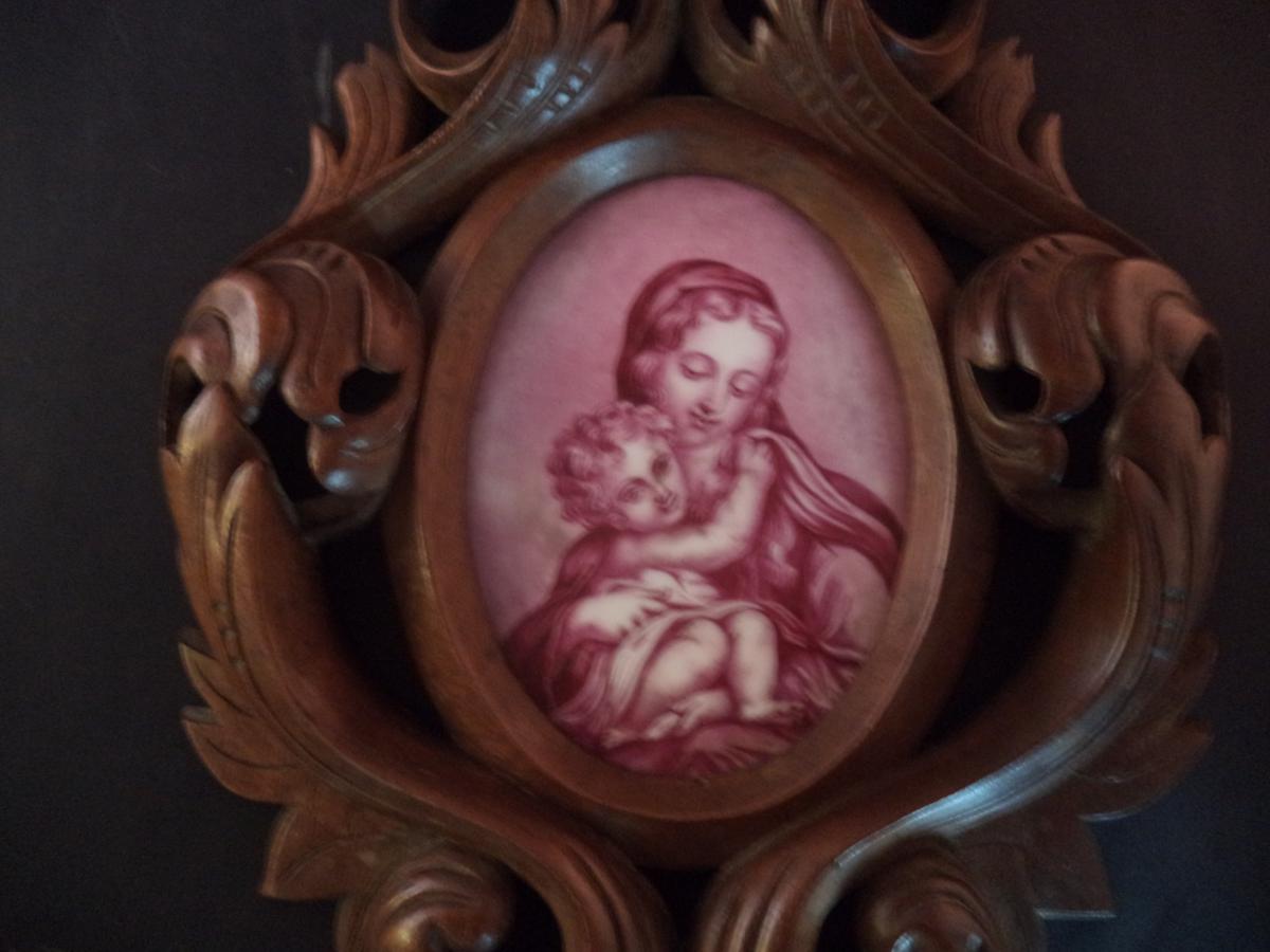 Portrait De La Vierge A L Enfant Peint Sur Porcelaine-photo-4