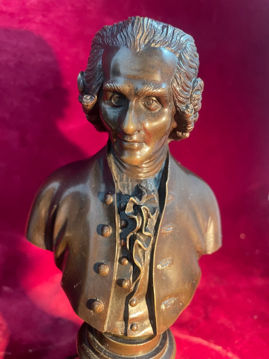 Busts Of Voltaire And Rousseau Bronze-photo-2
