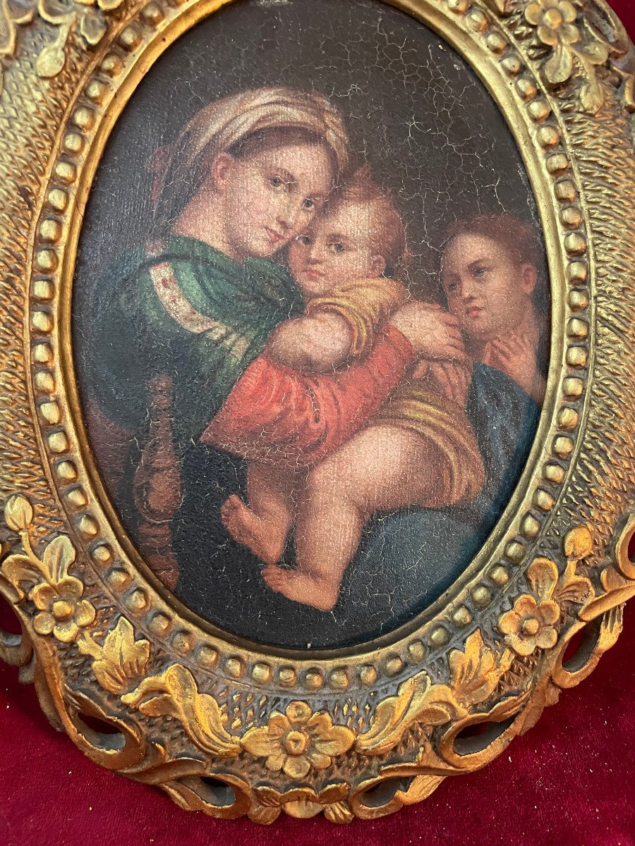 Vierge A La Chaise Peinture Sur Panneau De Bois -photo-4