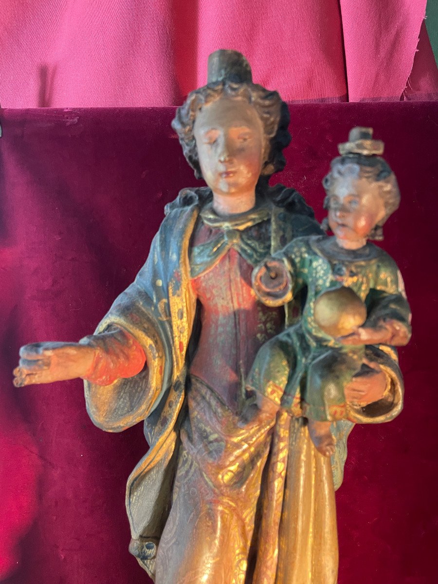 Virgin Al Child XVIII Century On Its Base-photo-2