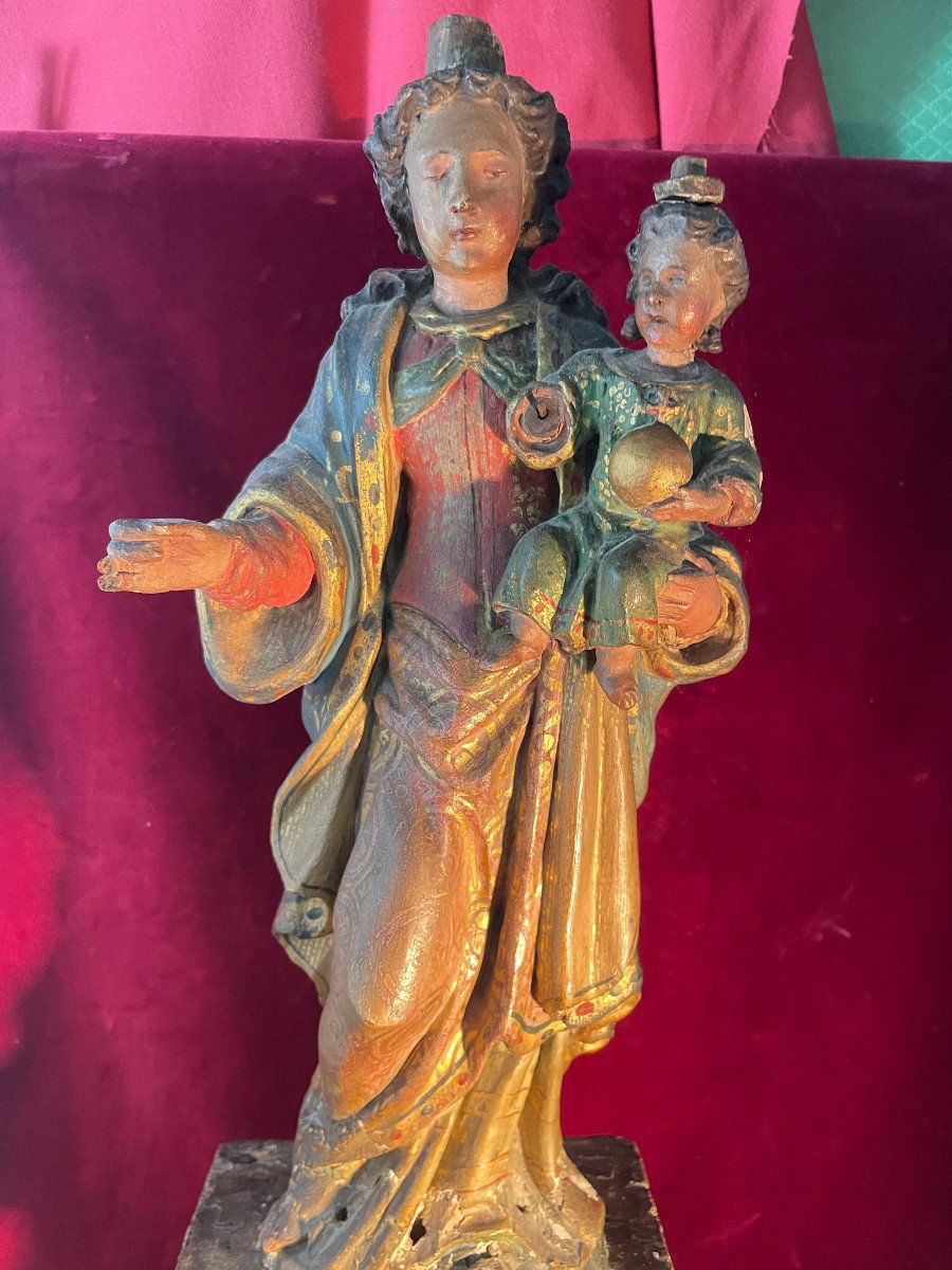 Virgin Al Child XVIII Century On Its Base-photo-2