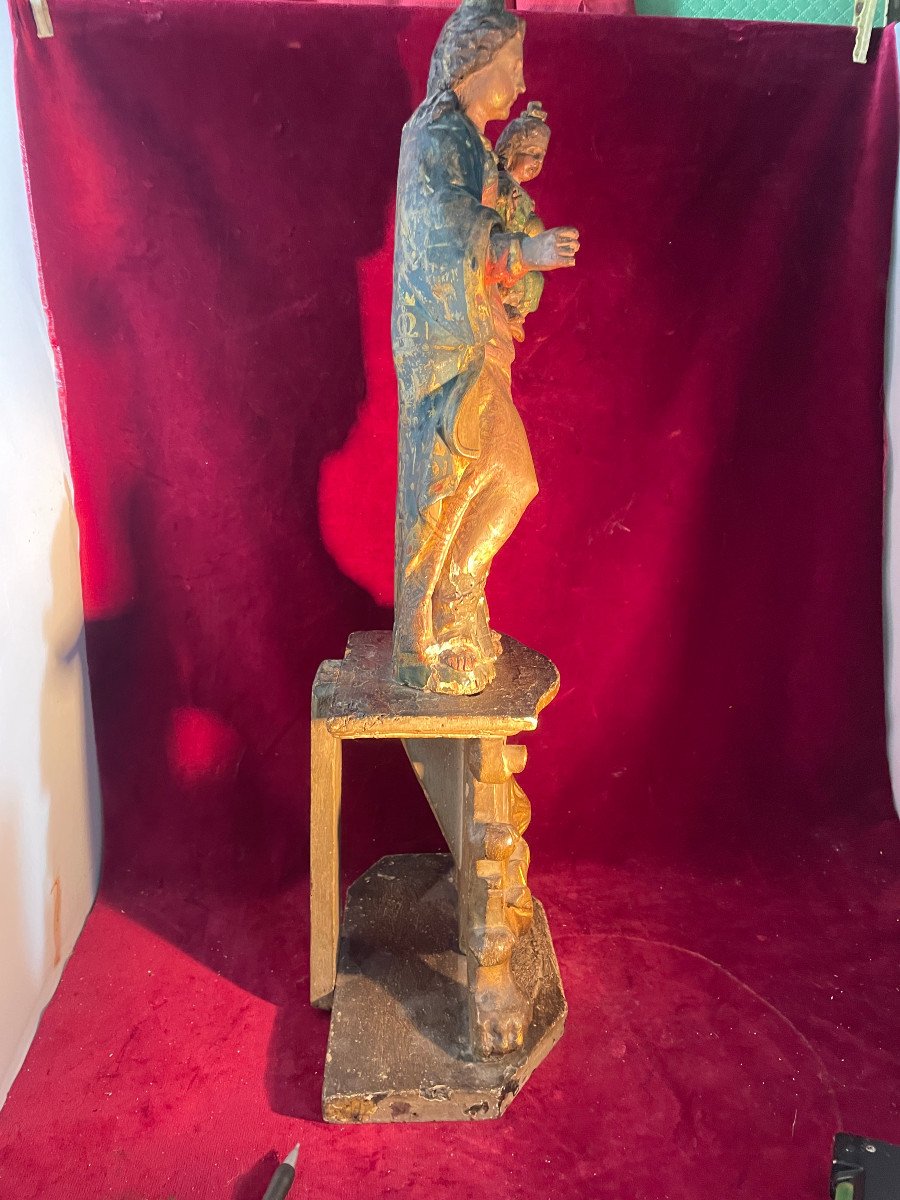 Virgin Al Child XVIII Century On Its Base-photo-3
