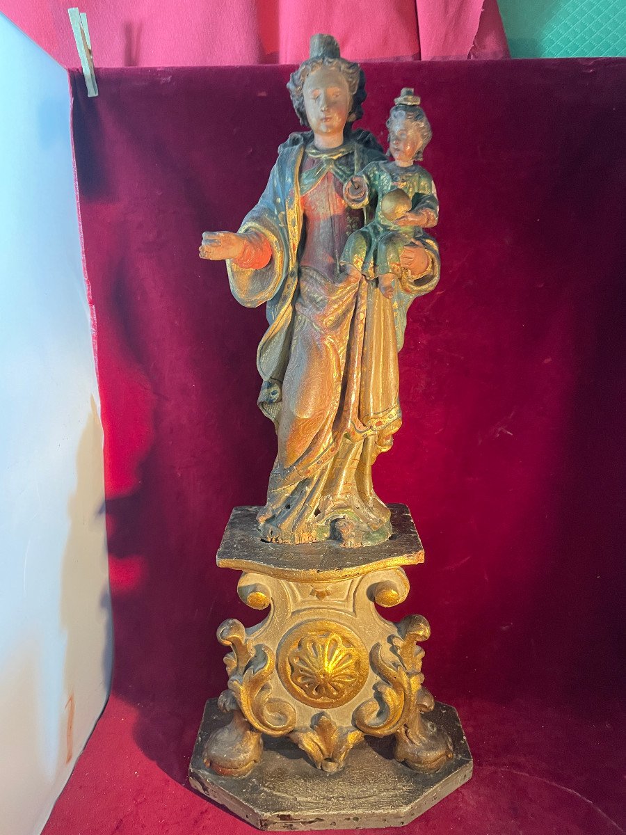 Virgin Al Child XVIII Century On Its Base