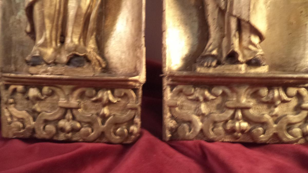 Pair Of Top Two Saints Bois Dore Reliefs-photo-4