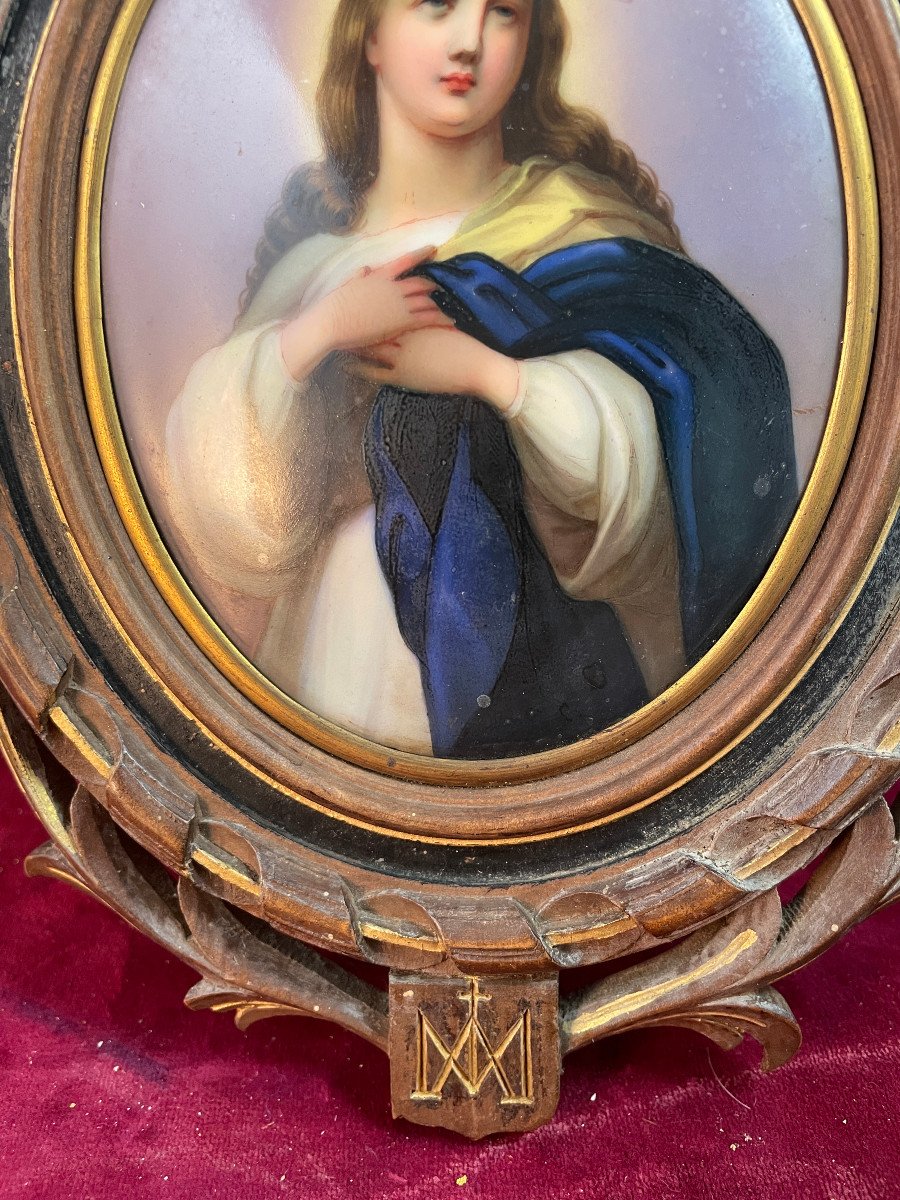 Painting On Virgin Porcelain Louis XVI Wood Frame-photo-1