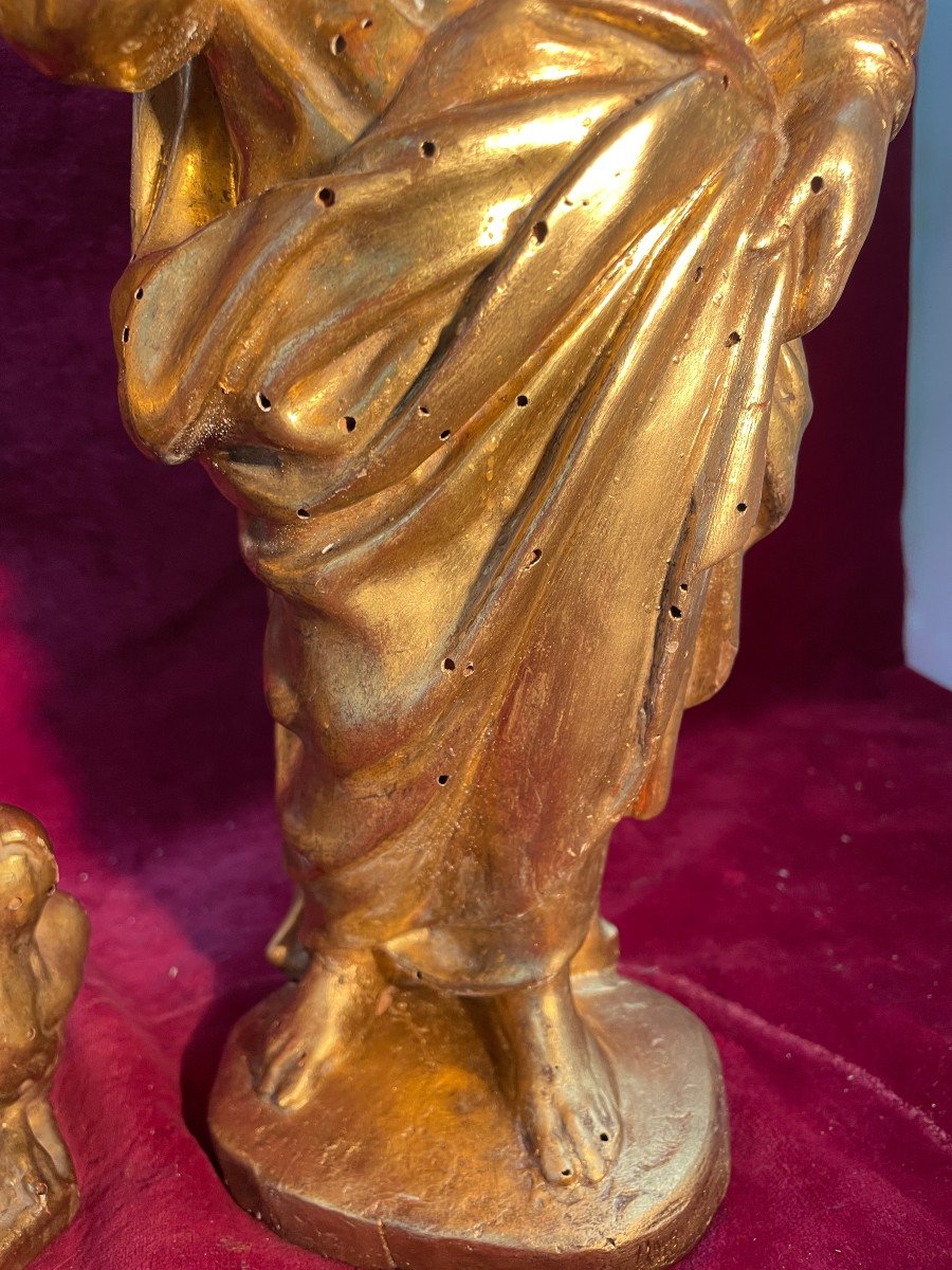 St Jean Et Apotre Bois Dore Statues-photo-1