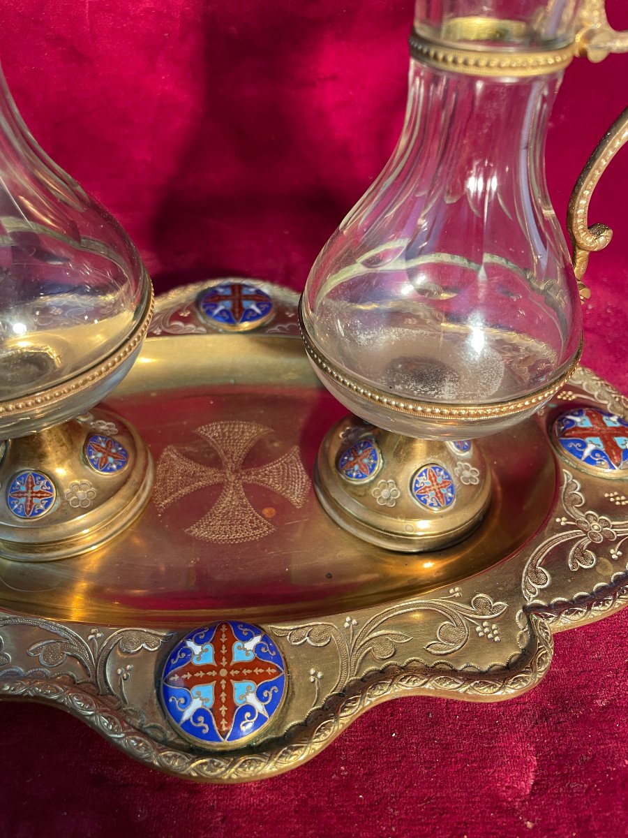 Cruets And Their Gilt Brass And Enamels Tray-photo-2