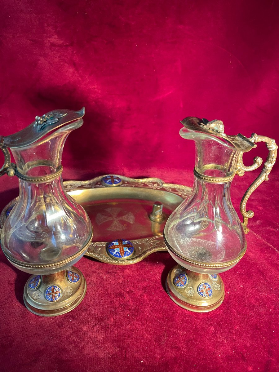 Cruets And Their Gilt Brass And Enamels Tray-photo-4