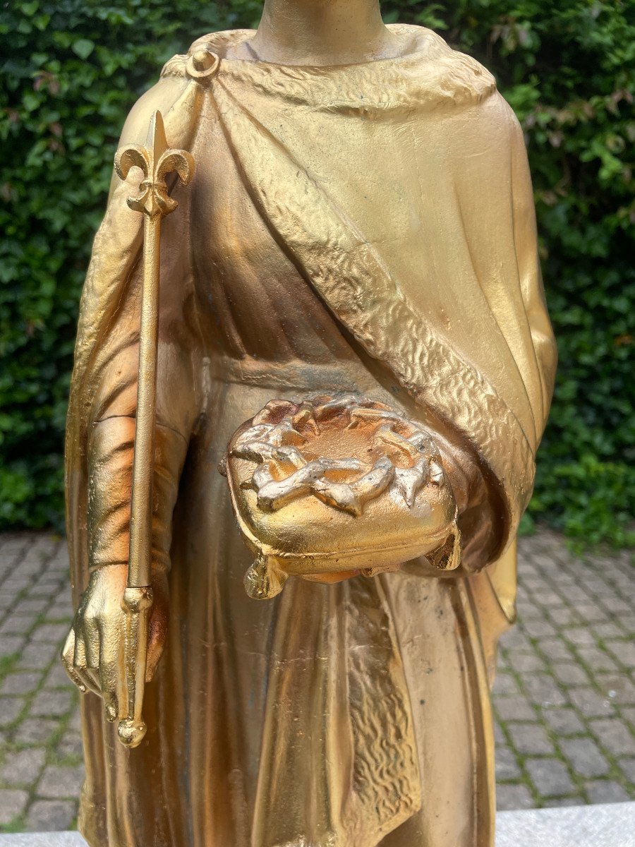 Saint Louis Statue Fonte Plaquee Or-photo-4