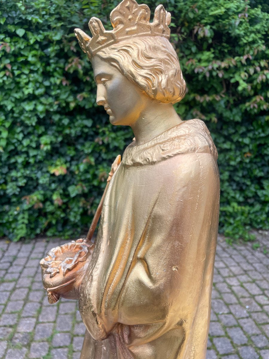 Saint Louis Statue Fonte Plaquee Or-photo-1