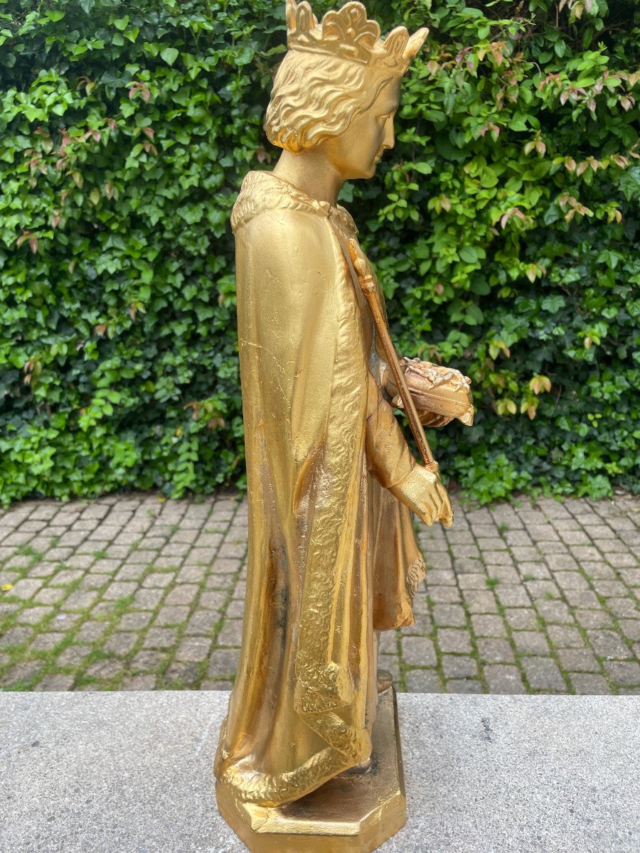 Saint Louis Statue Fonte Plaquee Or-photo-2