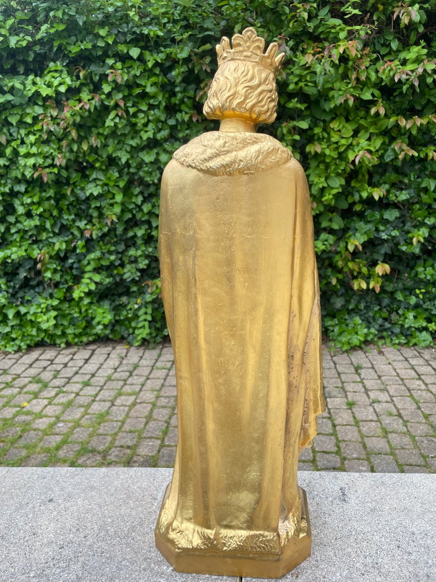 Saint Louis Statue Fonte Plaquee Or-photo-6
