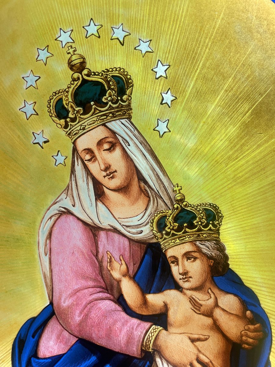 VITRAIL VIERGE A L ENFANT ND DES VICTOIRES-photo-2