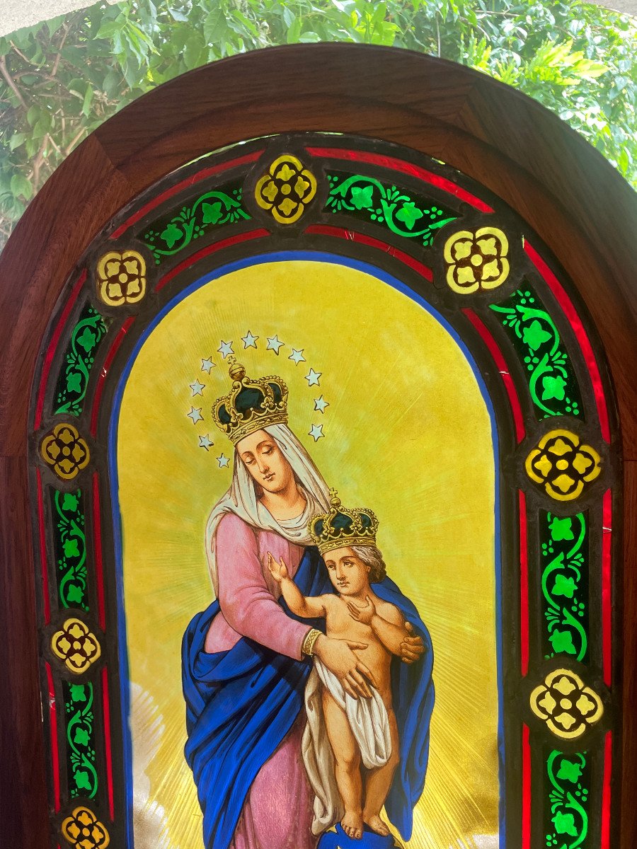 VITRAIL VIERGE A L ENFANT ND DES VICTOIRES-photo-3