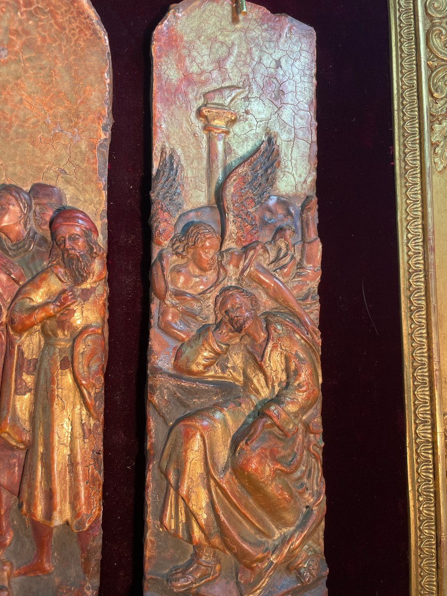 Terra Cotta Triptych Marriage Of The Virgin And Annunciation-photo-3