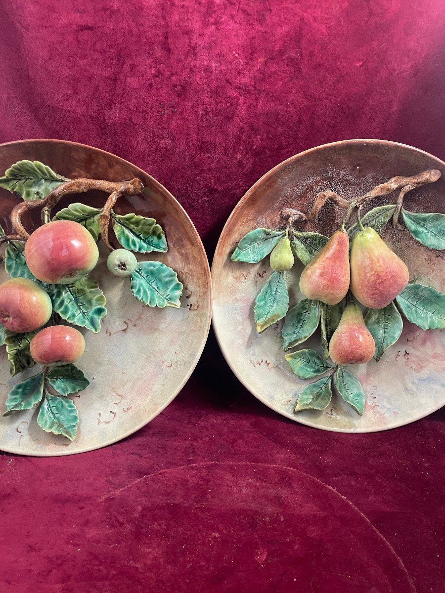 Dishes Barbotine Fives Lille Apples Pears-photo-4