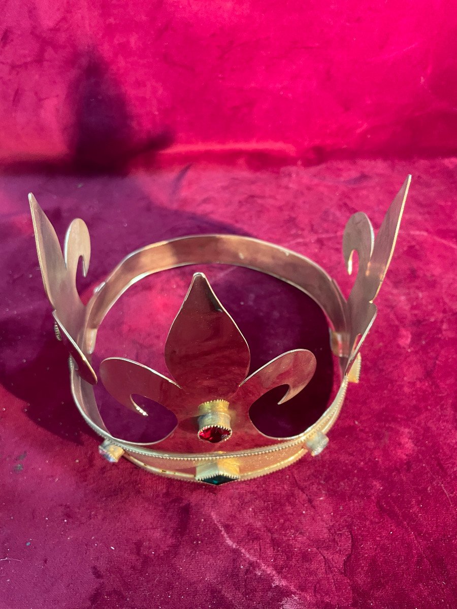 Couronne De Roi Laiton Dore Et Pierres-photo-4