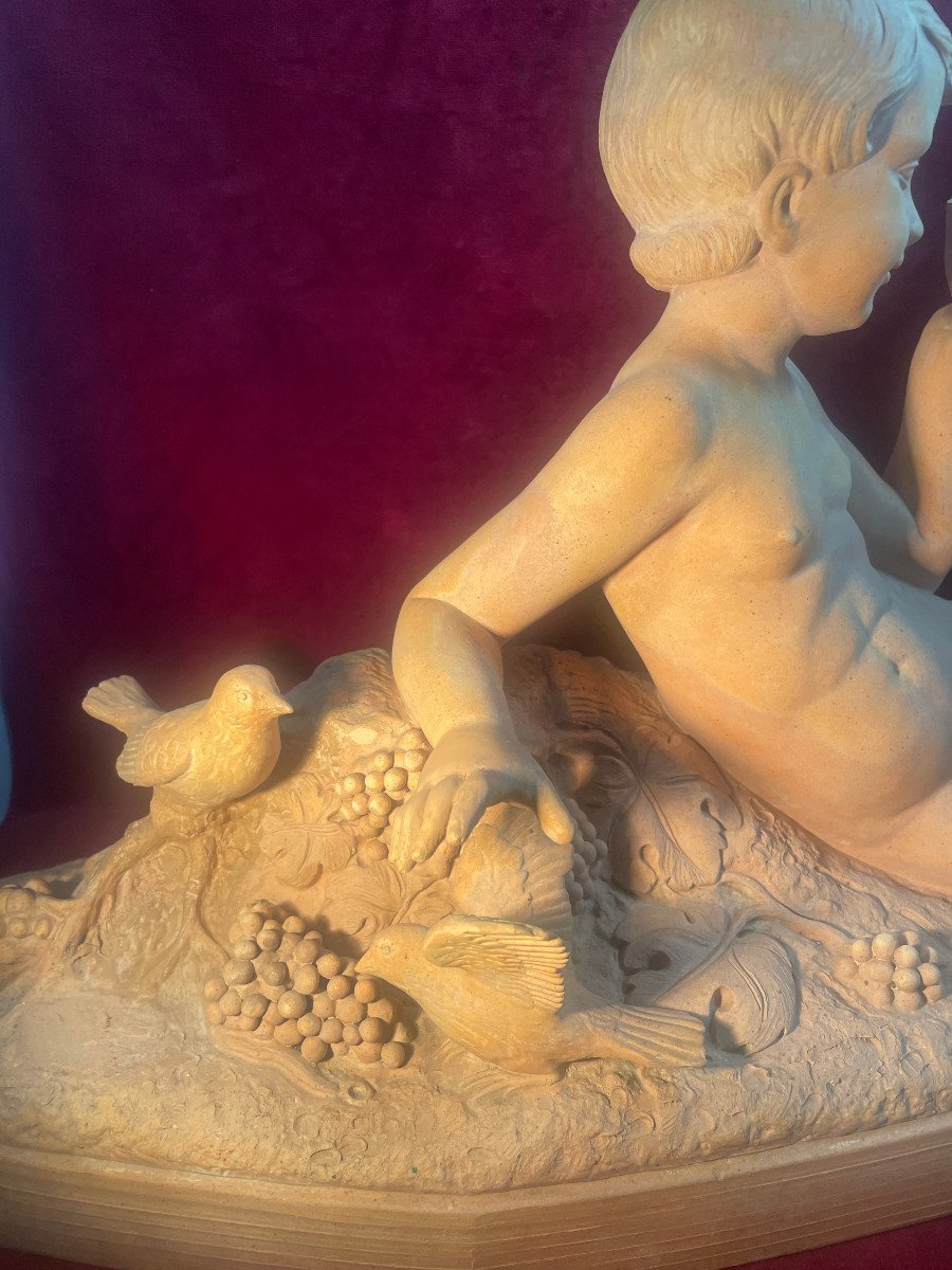 Terracotta Child With Birds Bohumil Rezl-photo-3