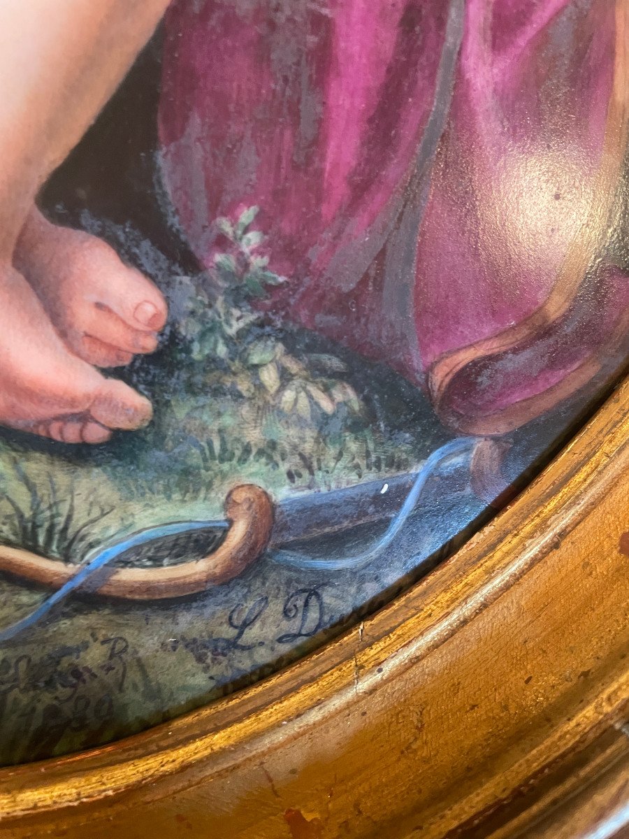 Porcelain Painted Plate Cupid -photo-3