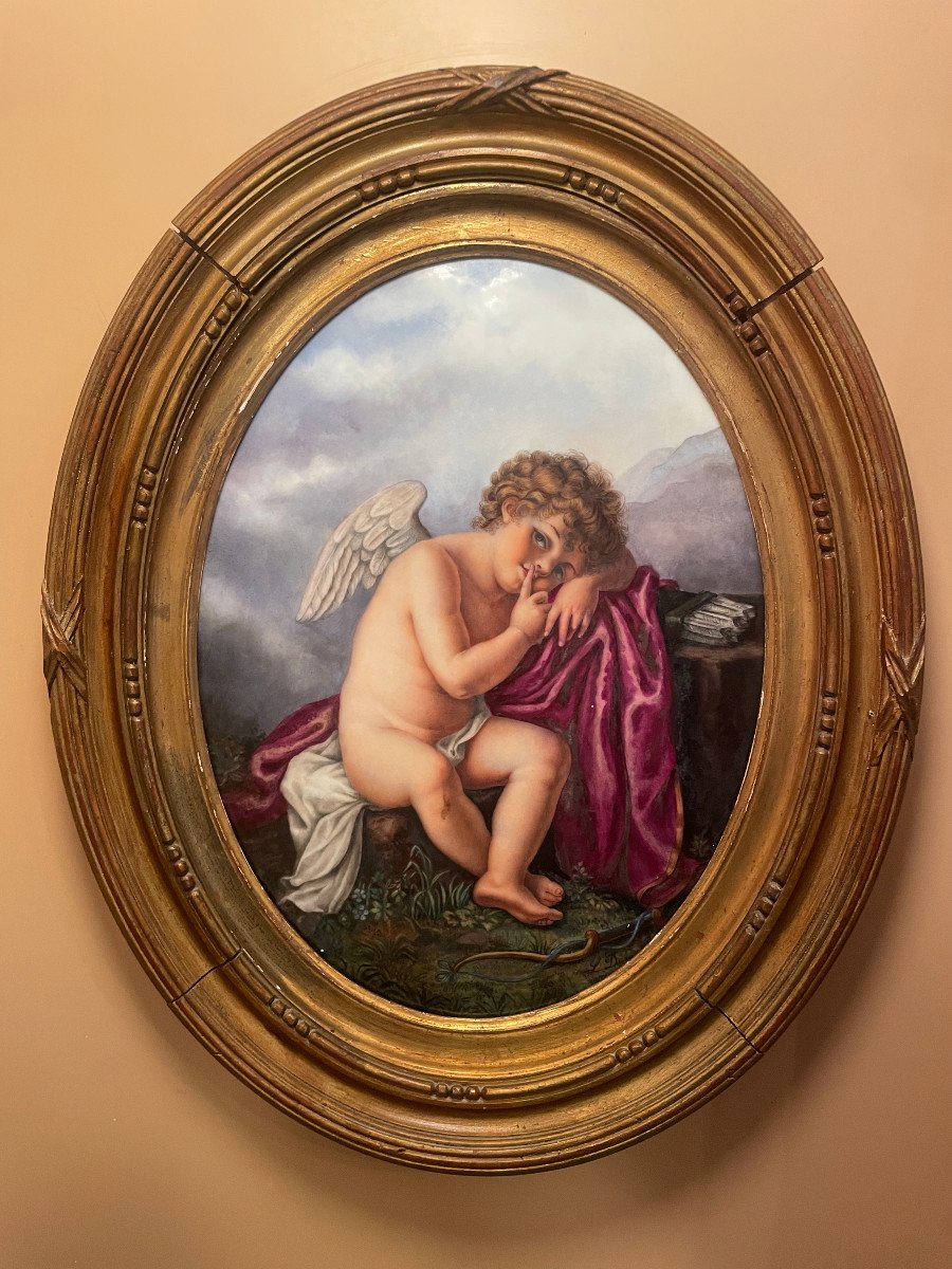 Porcelain Painted Plate Cupid 