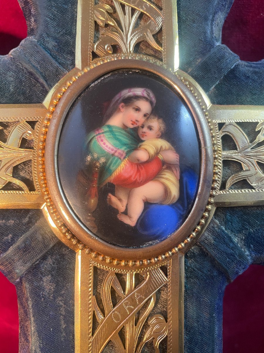 Gilded Brass And Porcelain Holy Water Font-photo-2