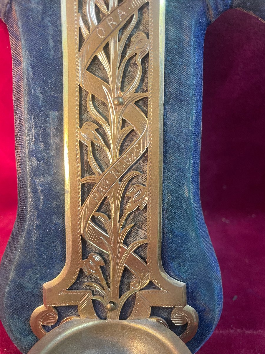 Gilded Brass And Porcelain Holy Water Font-photo-3