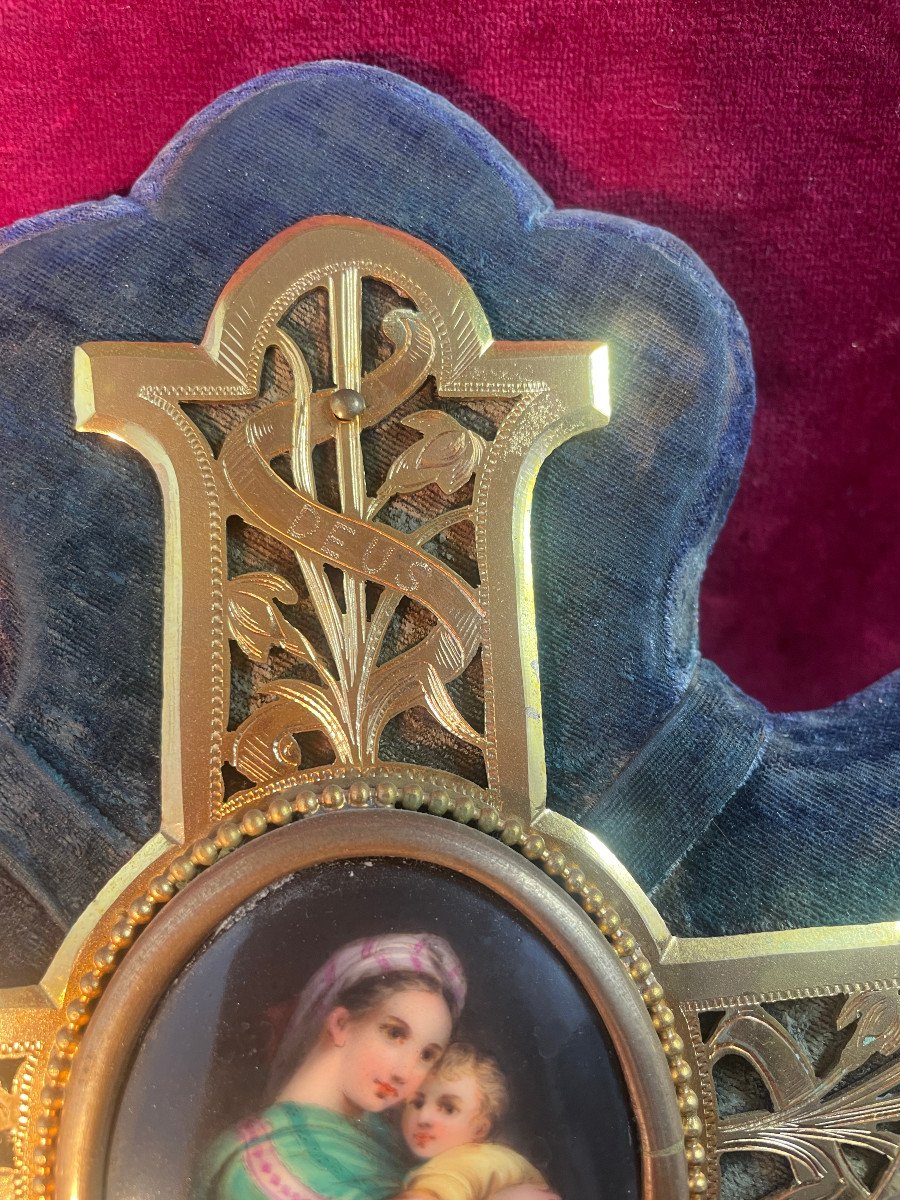 Gilded Brass And Porcelain Holy Water Font-photo-4