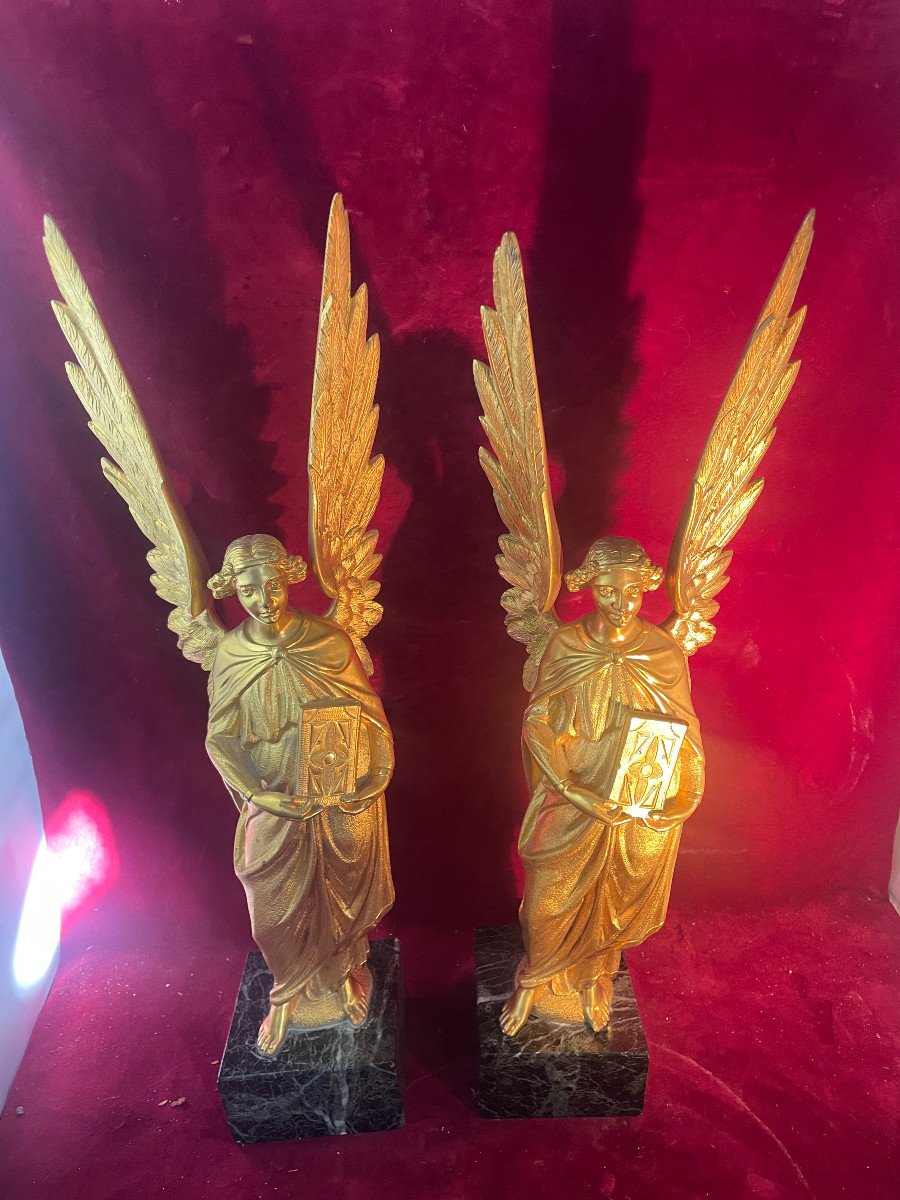 Anges Paire Bronze Dore-photo-4