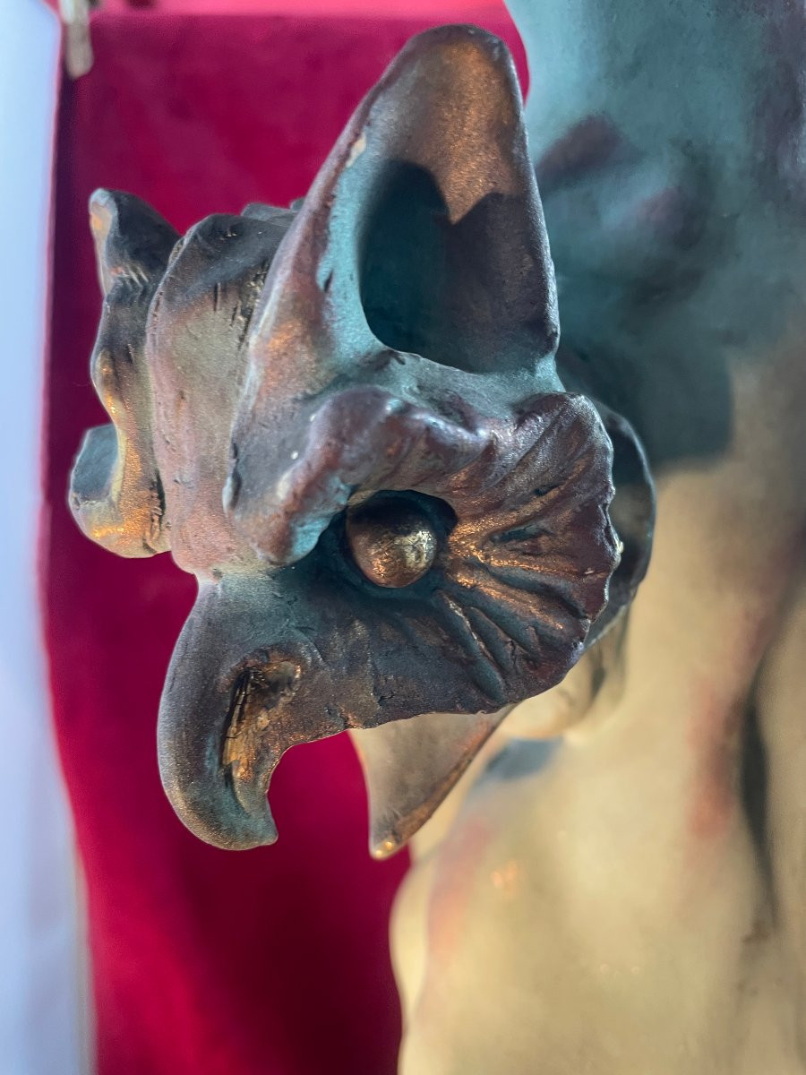 Large Charenton Art Nouveau Dragon Ceramic Vase-photo-4