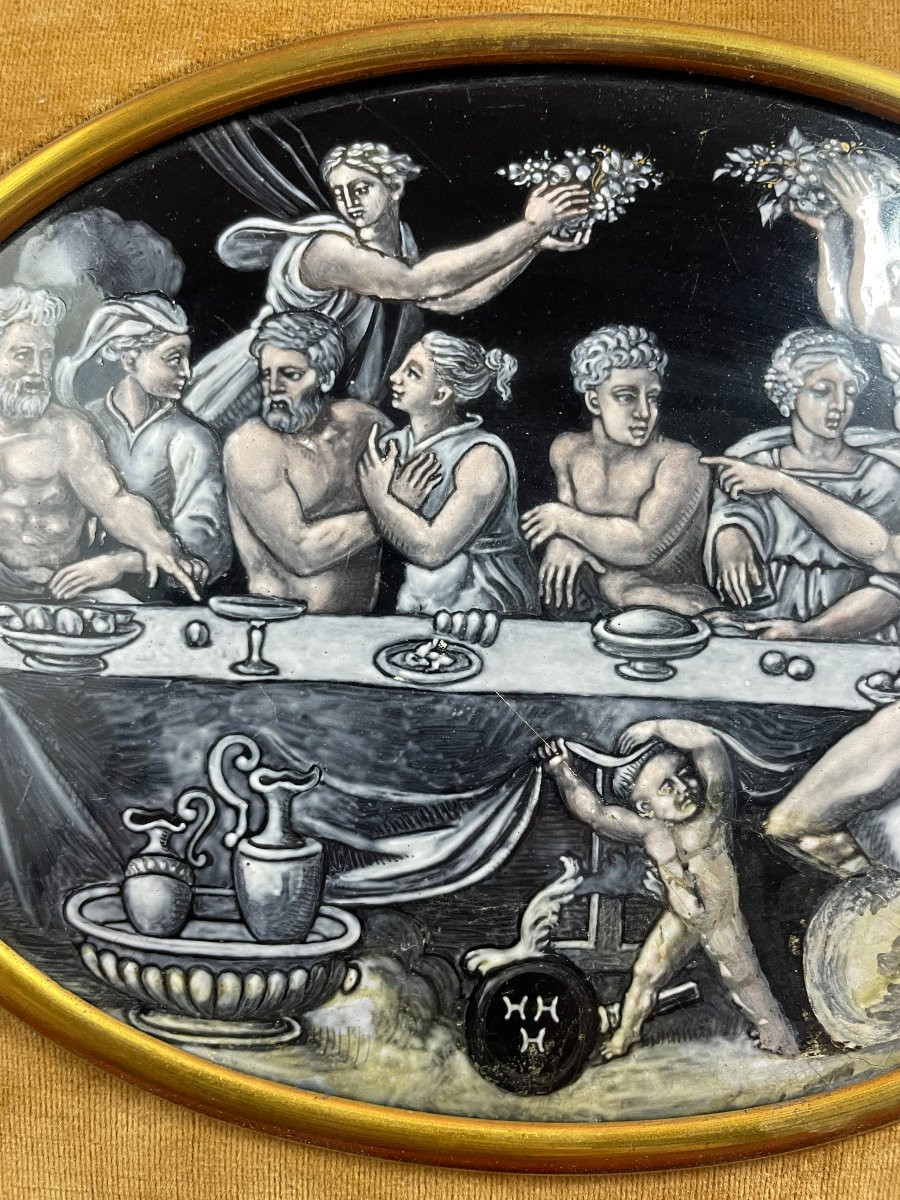 Limoges Grisaille Email Feast Of The Wedding Of Psyche And Cupidon-photo-4