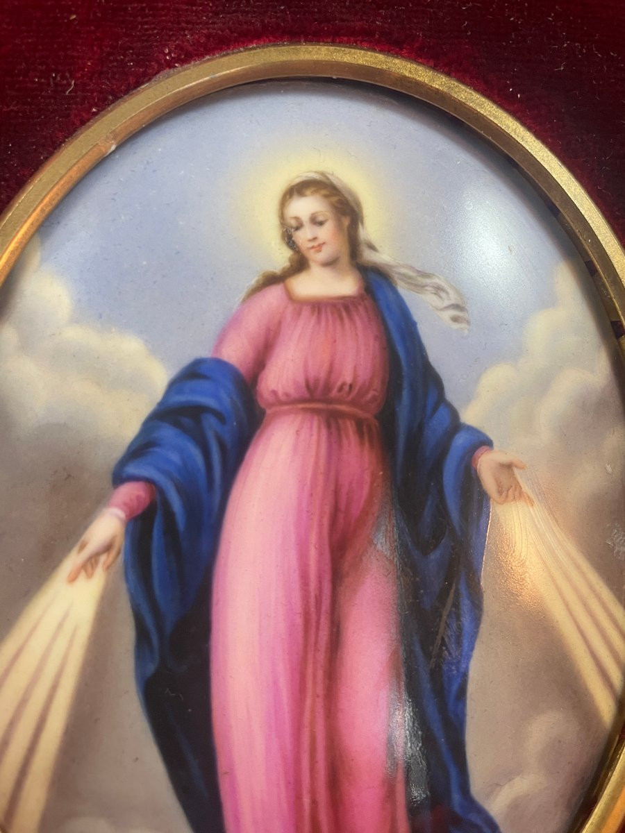 Vierge De L Ascension Porcelaine Peinte-photo-3