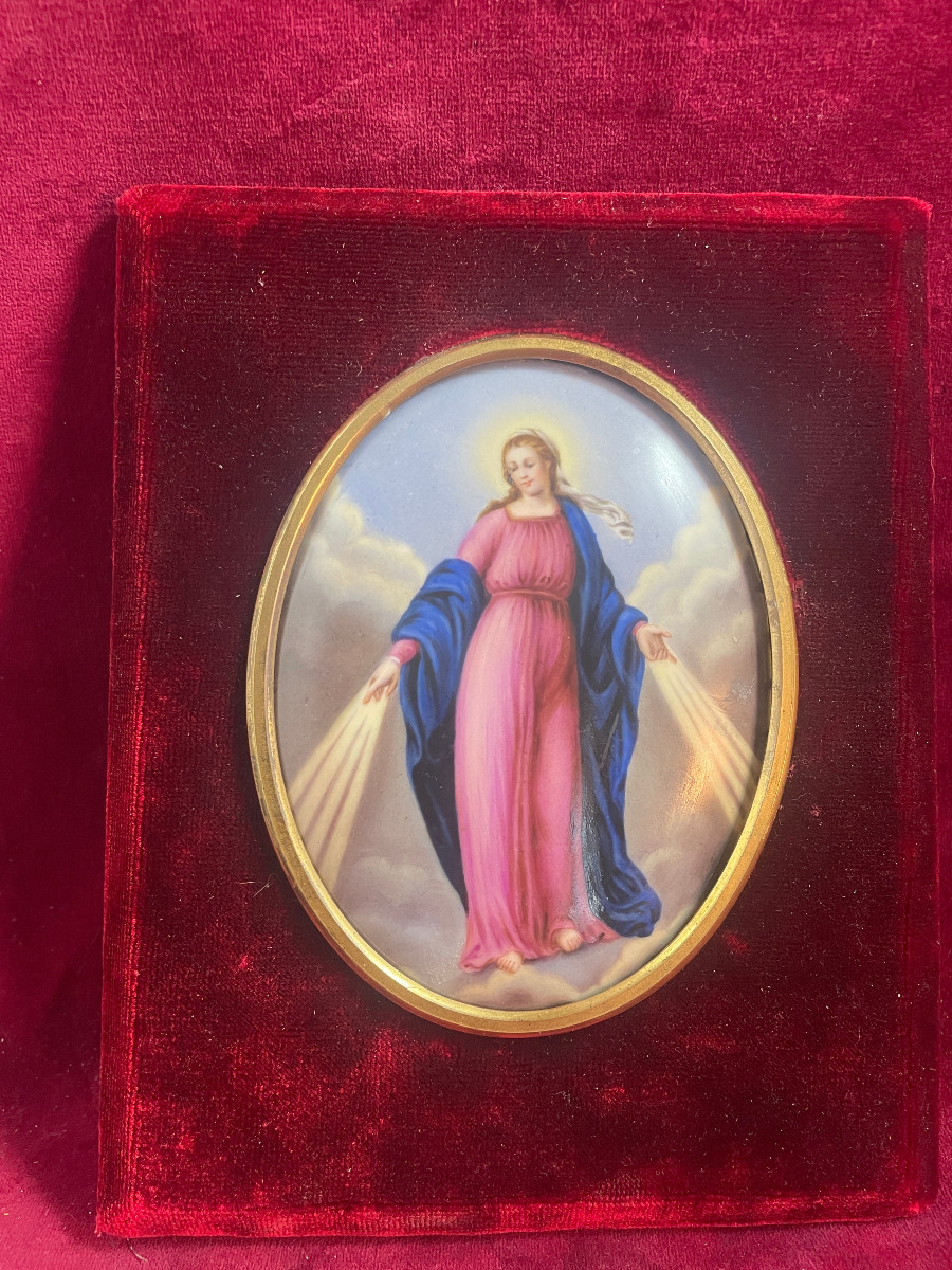 Vierge De L Ascension Porcelaine Peinte