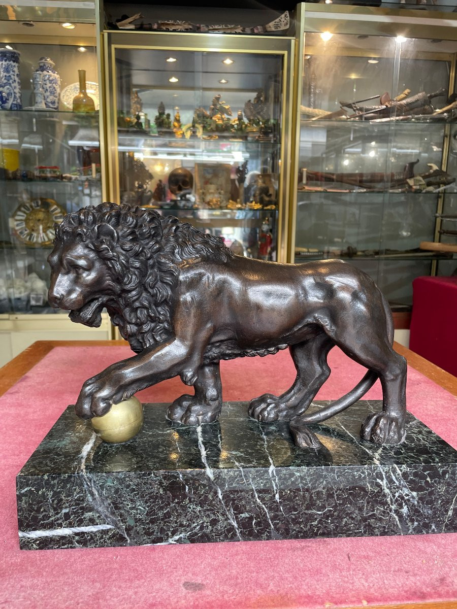 Lion De Medicis Socle Marbre -photo-1