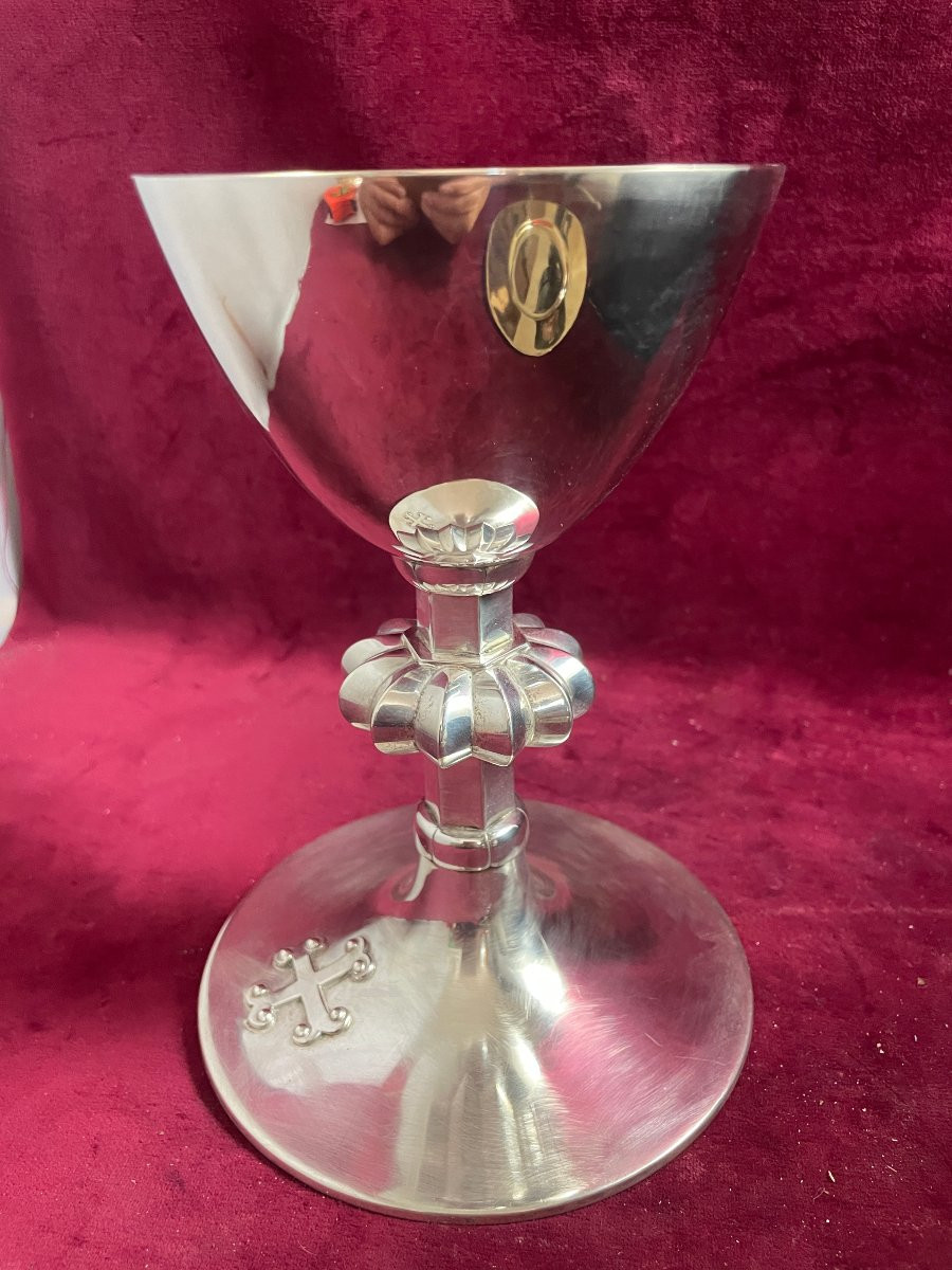 Silver Chalice With Its Paten And Case-photo-4