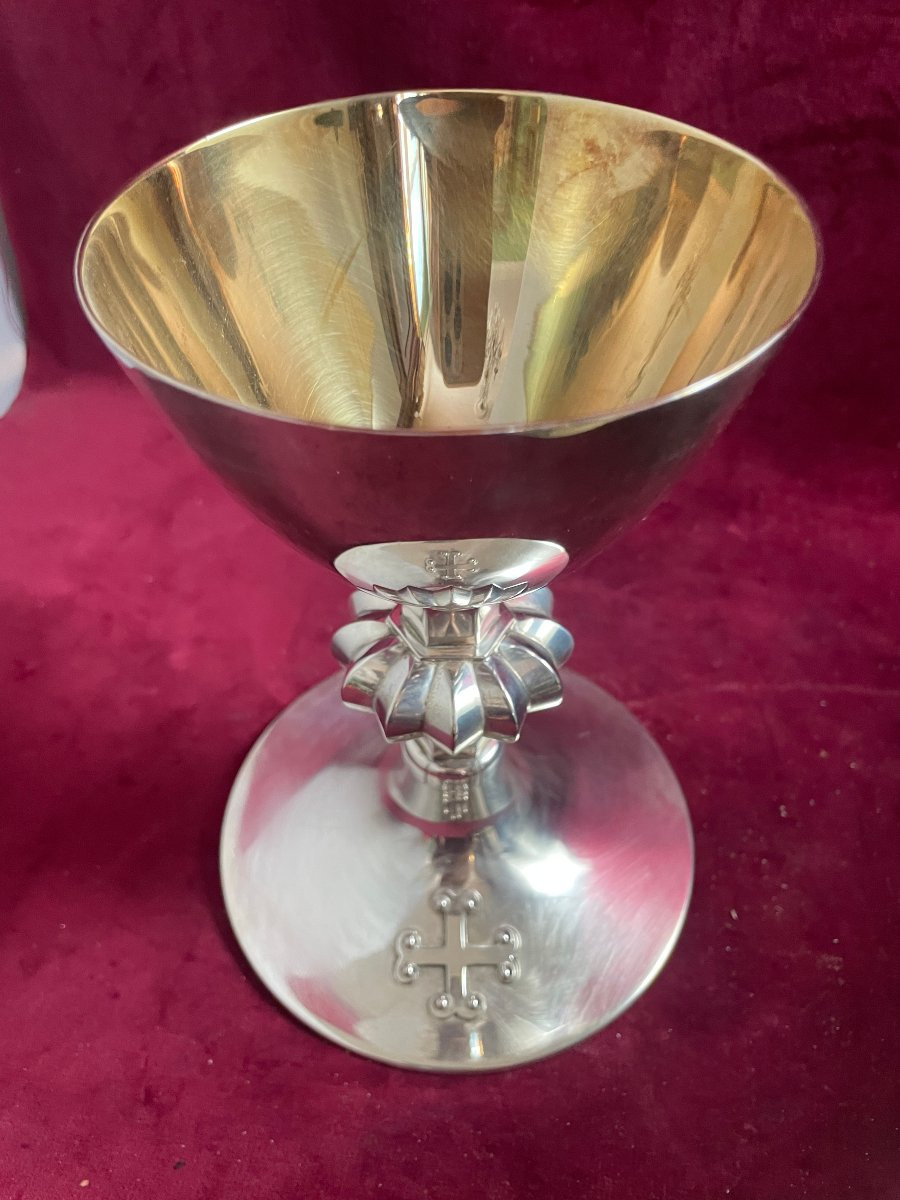 Silver Chalice With Its Paten And Case-photo-2