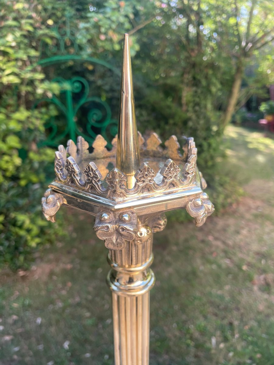 Complete Neo Gothic Gilt Bronze Altar Set-photo-3