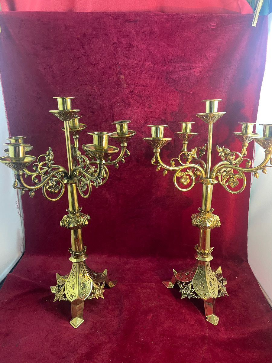 Gilded Bronze Altar Candlesticks